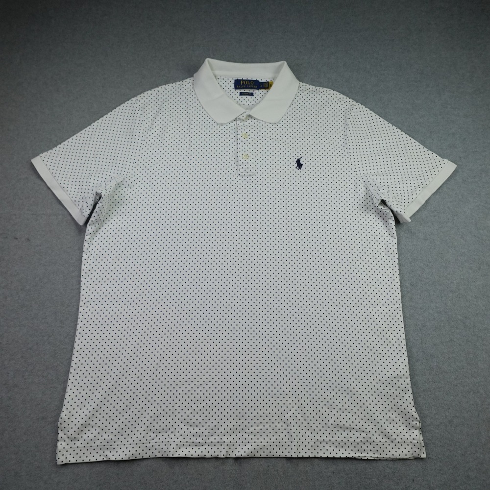 Polo Ralph Lauren Polo Shirt Mens Large White Polka Dot Classic Fit